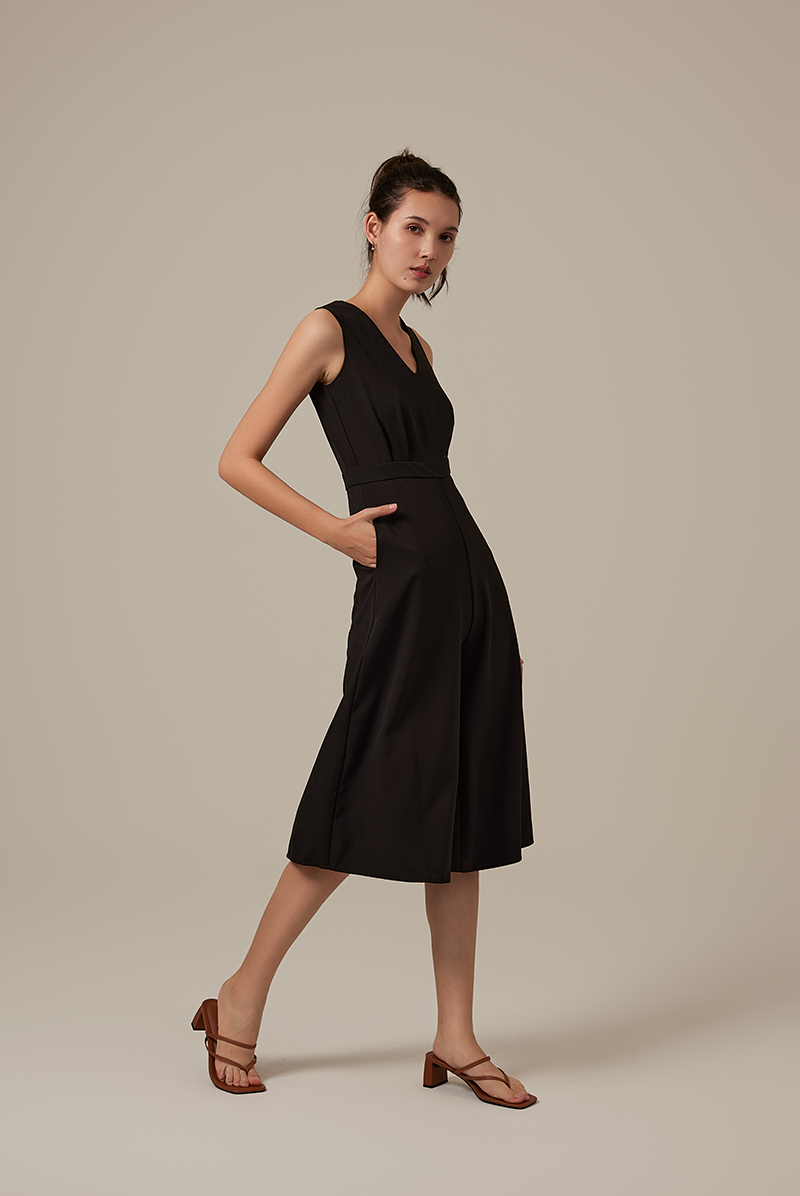 Sebrina Wide Leg Jumpsuit in Black