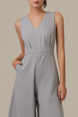 Sebrina Wide Leg Jumpsuit in Dusty Blue