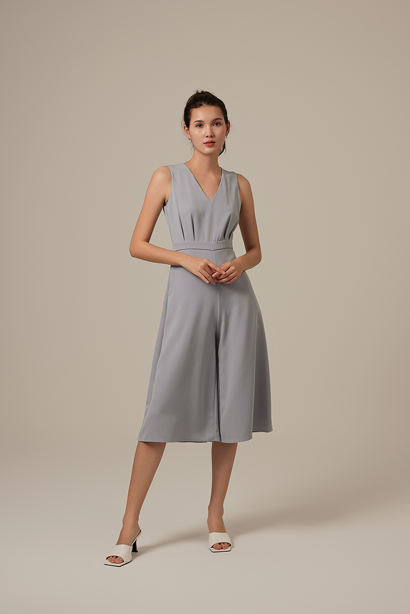 Sebrina Wide Leg Jumpsuit in Dusty Blue