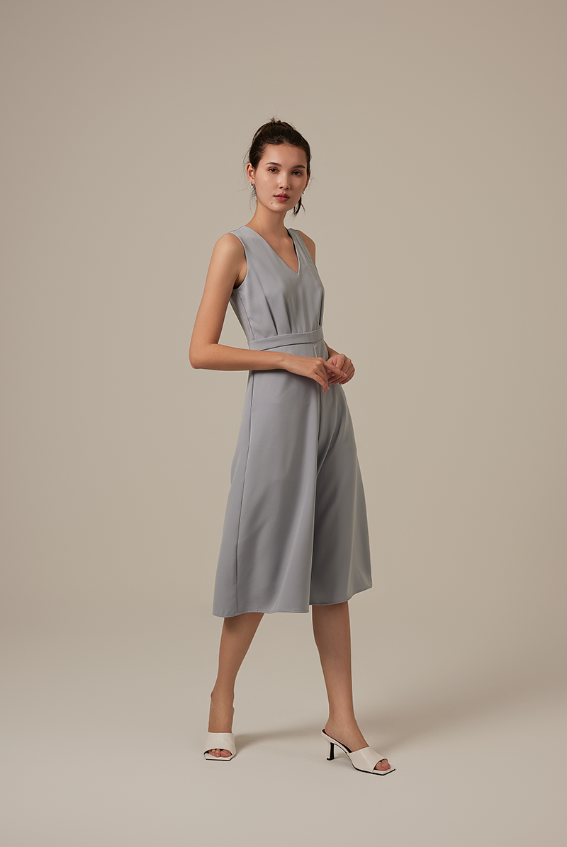Sebrina Wide Leg Jumpsuit in Dusty Blue