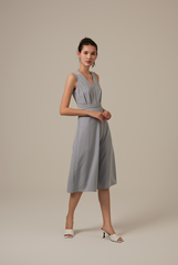 Sebrina Wide Leg Jumpsuit in Dusty Blue