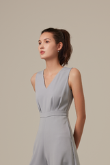 Sebrina Wide Leg Jumpsuit in Dusty Blue