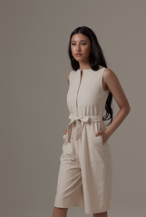 Amelia Button Cropped Jumpsuit in Powder