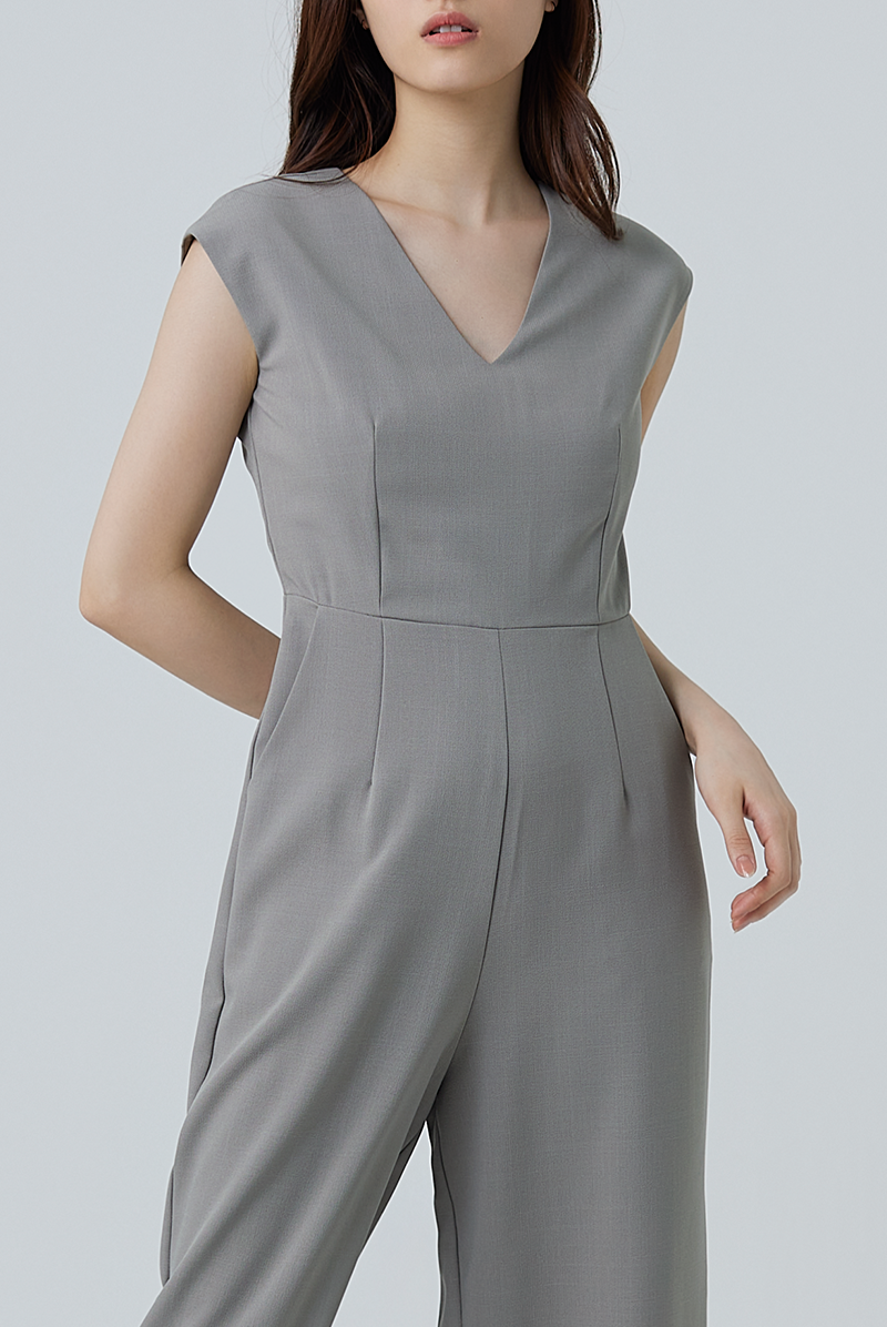 Ellia Cap Sleeves Jumpsuit in Clay