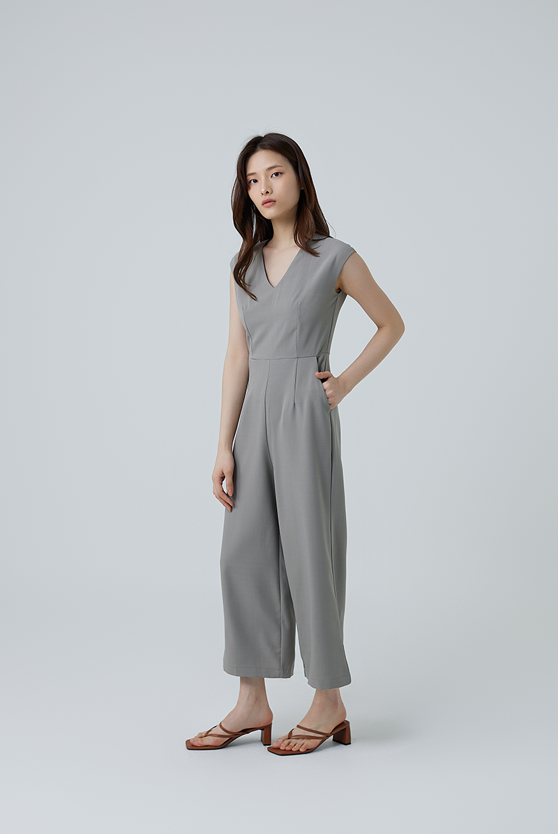 Ellia Cap Sleeves Jumpsuit in Clay