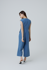 Ellia Cap Sleeves Jumpsuit in Demin Blue