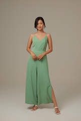 Lawrence V-neck Jumpsuit in Sage Green