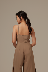 Lawrence V-neck Jumpsuit in Truffle