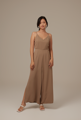 Lawrence V-neck Jumpsuit in Truffle