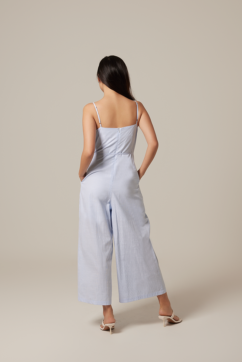 Alessia Pinstripe Jumpsuit in Light Blue