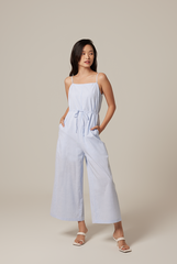 Alessia Pinstripe Jumpsuit in Light Blue