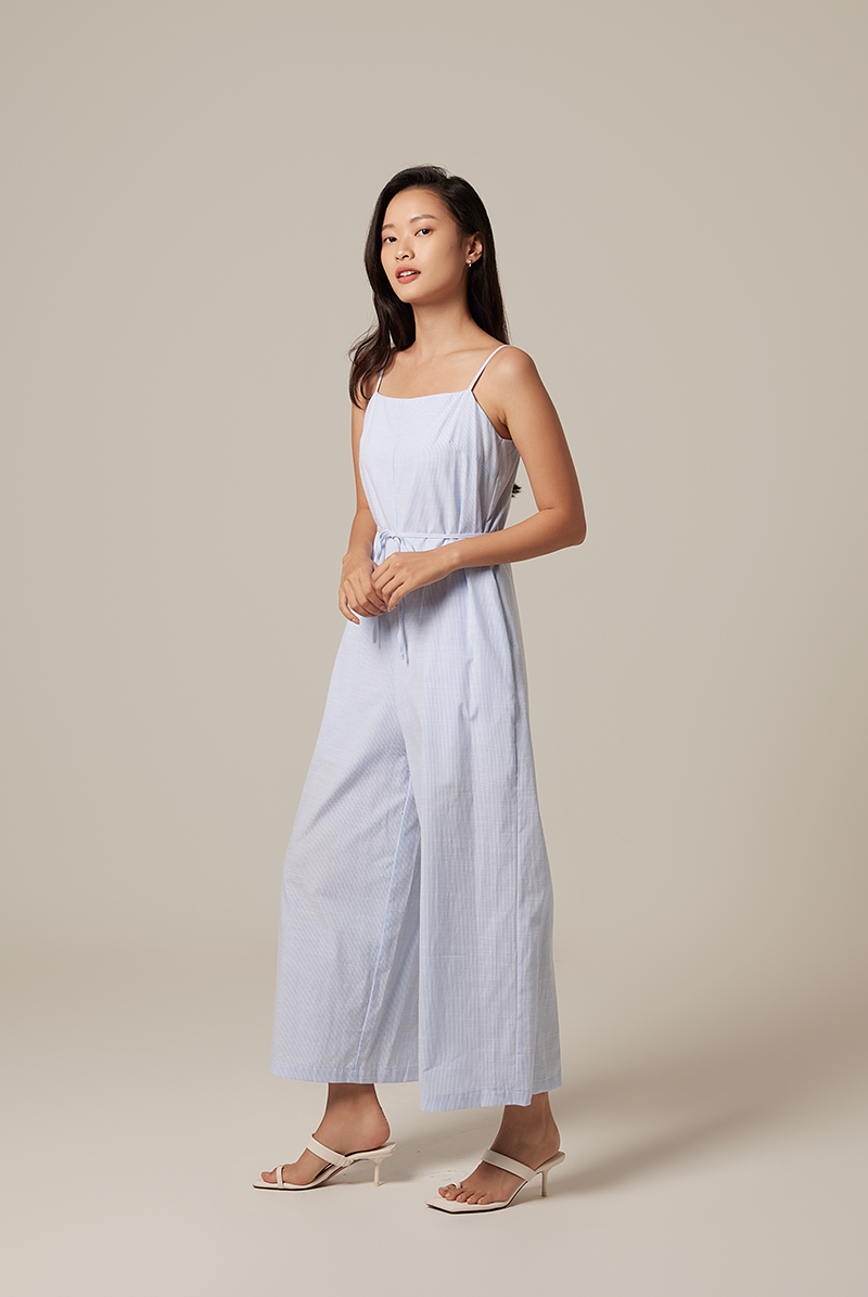 Alessia Pinstripe Jumpsuit in Light Blue