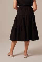 Celeste Tiered Midi Skirt in Black