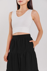 Celeste Tiered Midi Skirt in Black