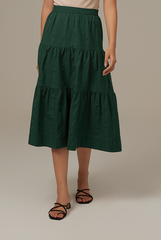Celeste Tiered Midi Skirt in Forest