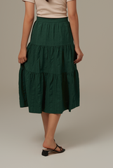 Celeste Tiered Midi Skirt in Forest
