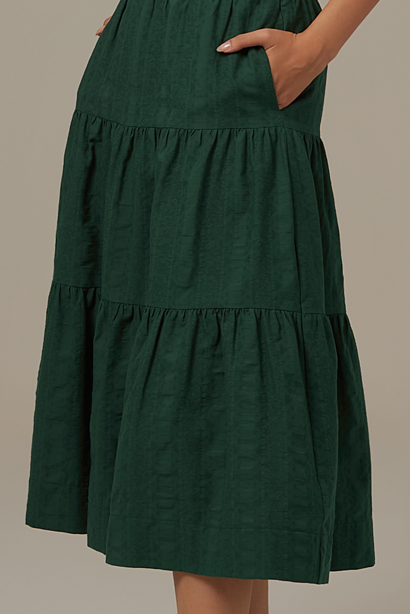 Celeste Tiered Midi Skirt in Forest
