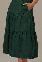 Celeste Tiered Midi Skirt in Forest