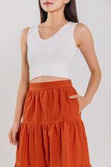 Celeste Tiered Midi Skirt in Orange