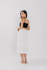 Celeste Tiered Midi Skirt in White