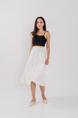 Celeste Tiered Midi Skirt in White