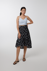 Pyrene Floral Wrap Skirt in Black
