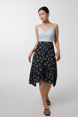Pyrene Floral Wrap Skirt in Black