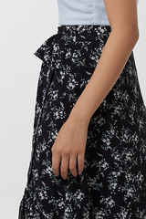 Pyrene Floral Wrap Skirt in Black