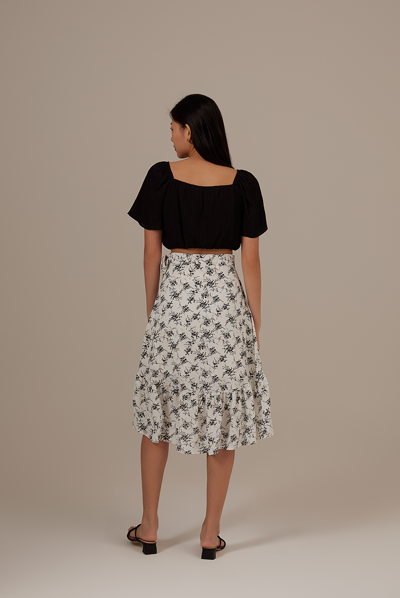 Pyrene Floral Wrap Skirt in White