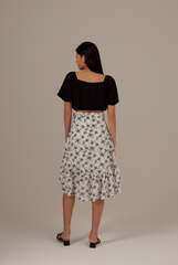 Pyrene Floral Wrap Skirt in White