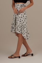 Pyrene Floral Wrap Skirt in White