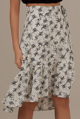Pyrene Floral Wrap Skirt in White