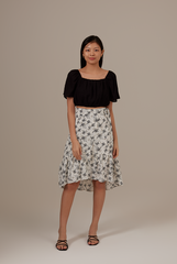 Pyrene Floral Wrap Skirt in White