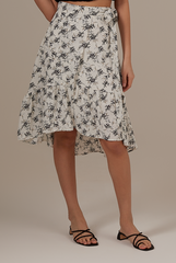 Pyrene Floral Wrap Skirt in White