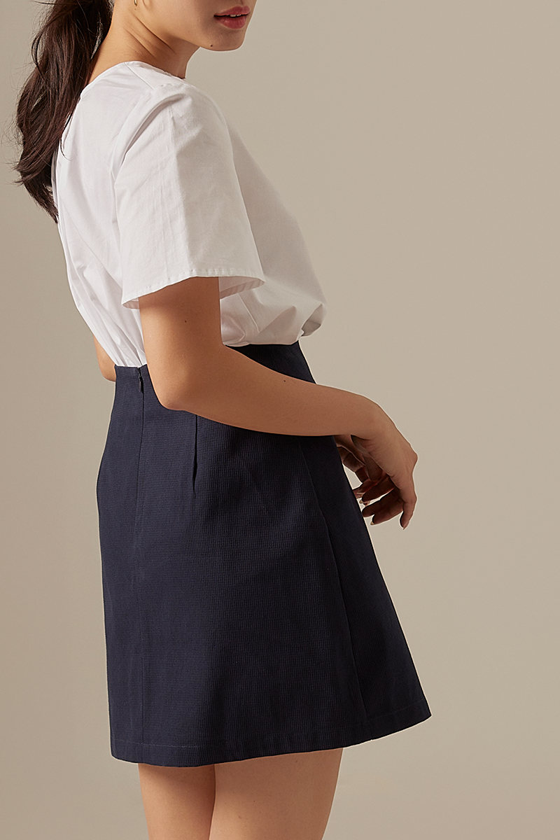 Noelle Asymmetrical Skirt in Navy Blue