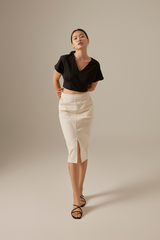 Carrisa Fitted Skirt in Cream