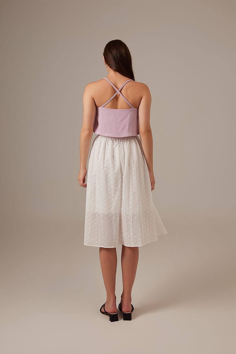 Ellie Embroidery Skirt in White