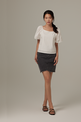 Jacintha Highwaist Denim Skirt in Black