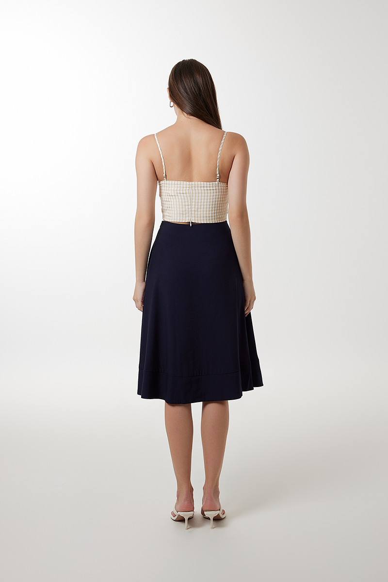 Enya Round Midi Skirt in Navy