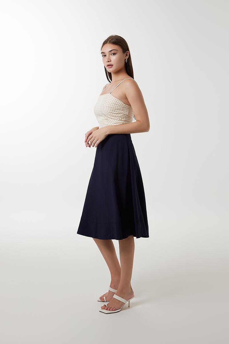 Enya Round Midi Skirt in Navy