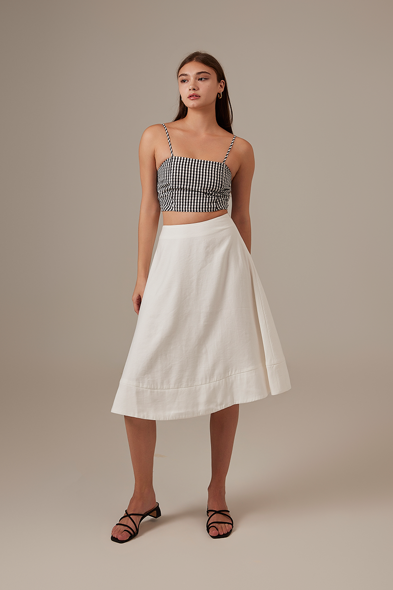 Enya Round Midi Skirt in White