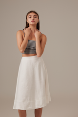 Enya Round Midi Skirt in White