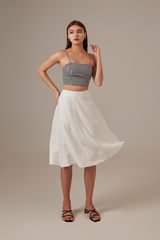 Enya Round Midi Skirt in White