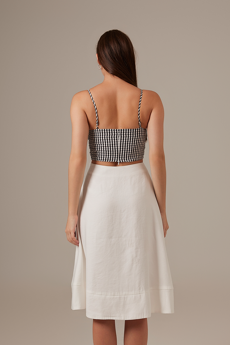 Enya Round Midi Skirt in White