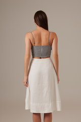 Enya Round Midi Skirt in White