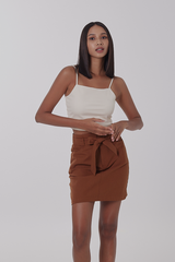 Axael Ribbon Tie Skirt in Coffee