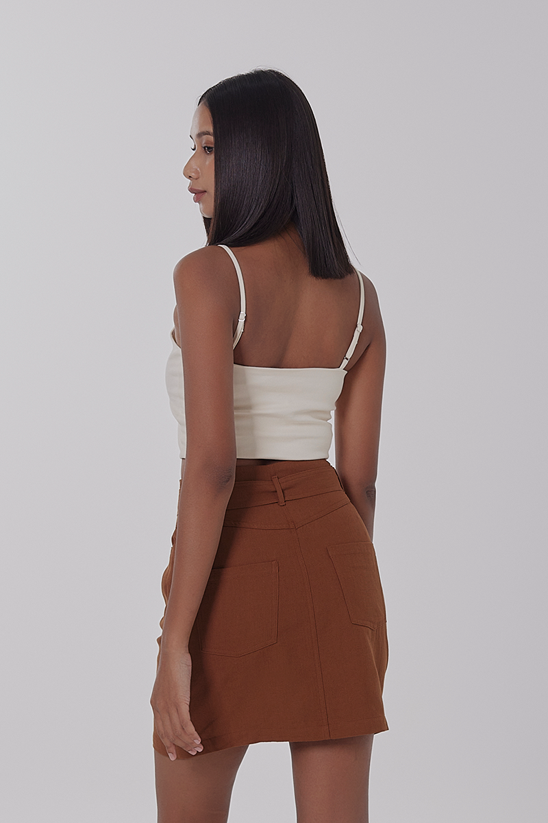 Axael Ribbon Tie Skirt in Coffee