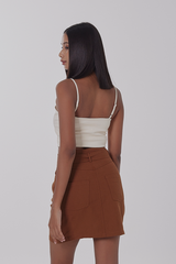 Axael Ribbon Tie Skirt in Coffee
