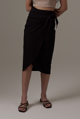 Lolah Wrap Midi Skirt in Black