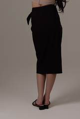 Lolah Wrap Midi Skirt in Black
